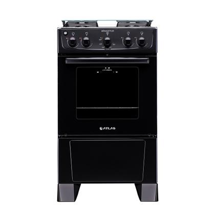 Imagem de Fogão 4 bocas Atlas Mônaco Plus Preto com Acendimento Automático e Mesa Inox
