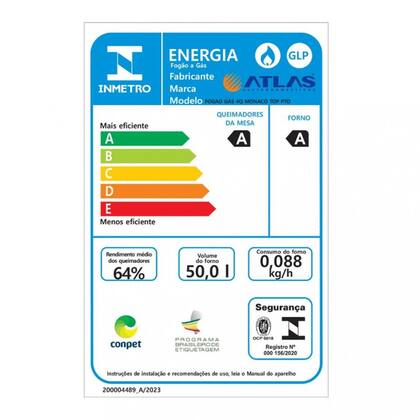Imagem de Fogão 4 Bocas Atlas Mônaco Top Acendimento Automático