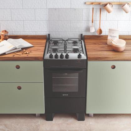 Imagem de Fogão 4 Bocas Atlas Mônaco Top com Acendimento Automático e Forno 50L Preto Bivolt