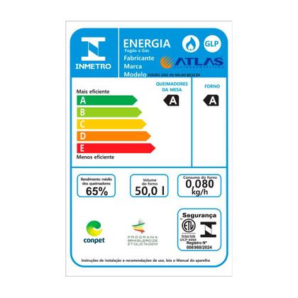 Imagem de Fogão 4 Bocas Branco com Mesa Inox Atlas Milão