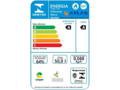 Imagem de Fogão 4 Bocas Com Mesa de Vidro Atlas Mônaco Top Glass Bivolt