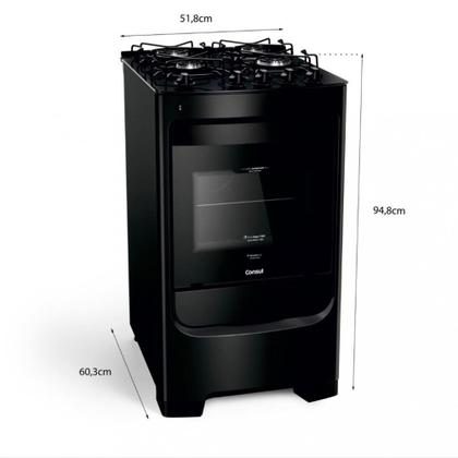 Imagem de Fogão 4 Bocas Consul CFO4VBE Mesa de Vidro Acendimento Automático