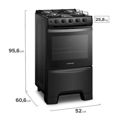 Imagem de Fogão 4 Bocas Continental Preto Automático com TOPLimpaFácil e Mesa de Vidro (FC4FP)