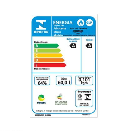 Imagem de Fogão 4 Bocas Dako Magister Grill Preto Mesa Inox Bivolt