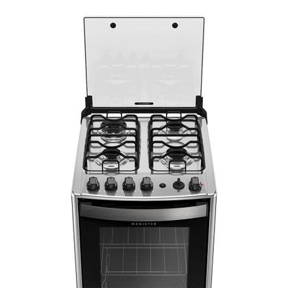 Imagem de Fogão 4 Bocas Dako Magister Grill Preto Mesa Inox Bivolt