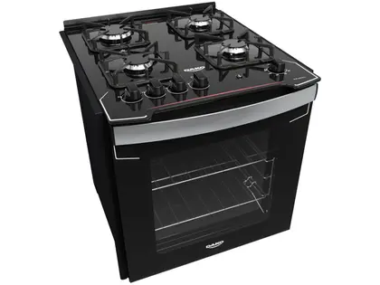 Imagem de Fogão 4 Bocas de Embutir Dako Preto Mesa de Vidro Diplomata