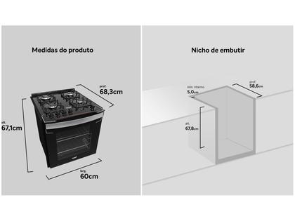 Imagem de Fogão 4 Bocas de Embutir Dako Preto Mesa de Vidro Diplomata