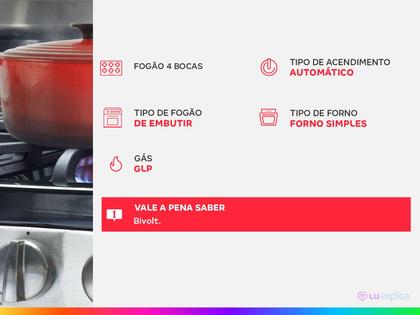 Imagem de Fogão 4 Bocas de Embutir Dako Preto Mesa de Vidro Diplomata