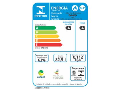 Imagem de Fogão 4 Bocas de Embutir Dako Preto Mesa de Vidro Diplomata