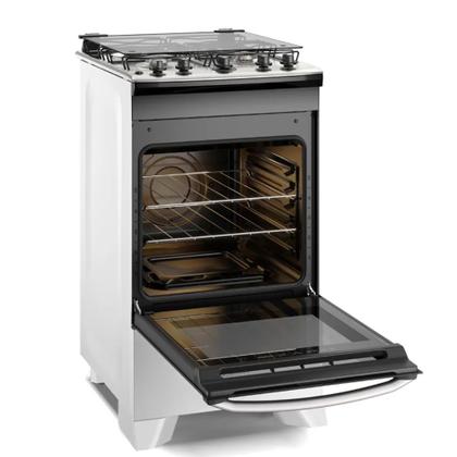 Imagem de Fogão 4 bocas de piso Electrolux Branco Efficient com Mesa Inox PerfectCook e VaporBake