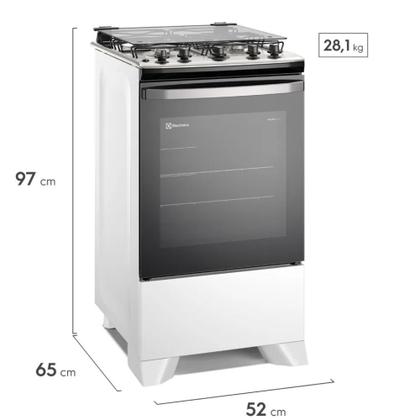 Imagem de Fogão 4 bocas de piso Electrolux Branco Efficient com Mesa Inox PerfectCook e VaporBake