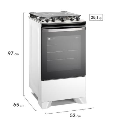 Imagem de Fogão 4 bocas Electrolux Branco Efficient com Mesa Inox, PerfectCook e VaporBake (FE4IB)