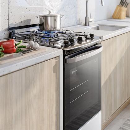 Imagem de Fogão 4 bocas Electrolux Branco Efficient com Mesa Inox, PerfectCook e VaporBake (FE4IB)