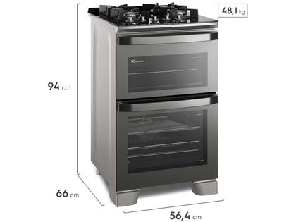 Imagem de Fogão 4 Bocas Electrolux Cinza Duplo Forno com Timer FE4AD