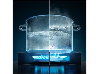 Imagem de Fogão 4 bocas Electrolux Cinza Experience com Mesa de Vidro, Duplo Forno e PerfectCook360 (FE4DC)