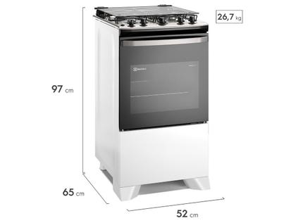Imagem de Fogão 4 bocas Electrolux Efficient Branco Mesa Inox, PerfectCook e VaporBake (FE4IW)
