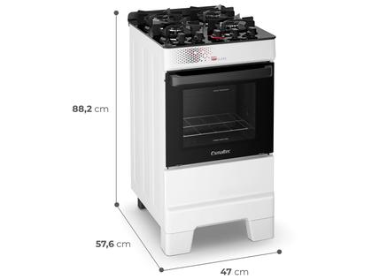 Imagem de Fogão 4 Bocas Esmaltec Branco Mesa de Vidro Ideal Top Glass T4VAB