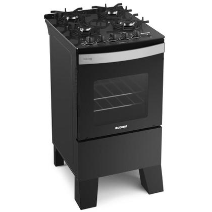 Imagem de Fogão 4 Bocas Itatiaia Itaglass Plus com Acendimento Automático Preto Bivolt  