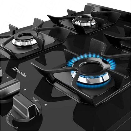 Imagem de Fogão 4 Bocas Mueller MFV4BF Mesa de Vidro Preto Fosco Bivolt