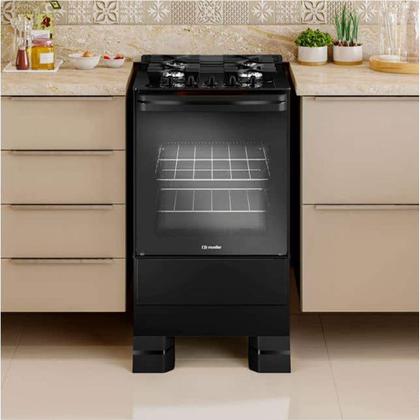 Imagem de Fogão 4 Bocas Mueller MFV4BF Mesa de Vidro Preto Fosco Bivolt