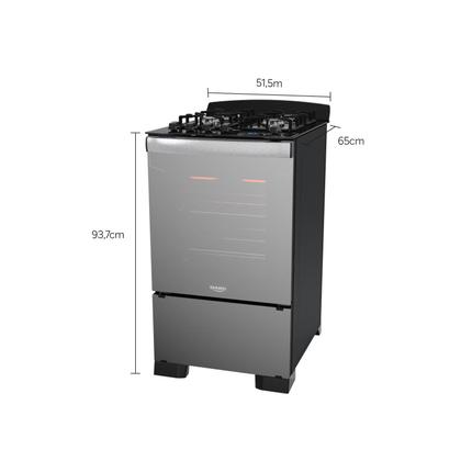 Imagem de Fogão 4 Bocas Preto com Frente em Vidro Espelhado e Timer Digital Dako Diplomata Glass Grill Style Bivolt