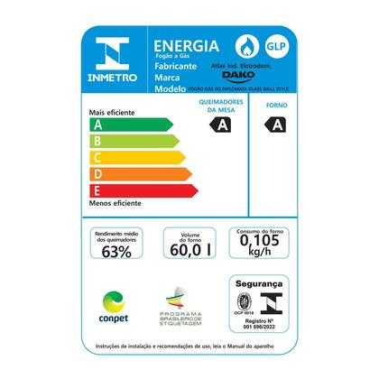 Imagem de Fogão 4 Bocas Preto com Frente em Vidro Espelhado e Timer Digital Dako Diplomata Glass Grill Style Bivolt