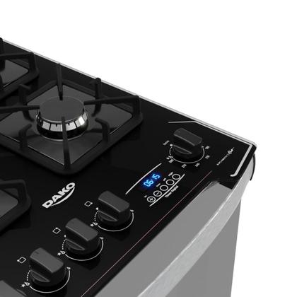 Imagem de Fogão 4 Bocas Preto com Frente em Vidro Espelhado e Timer Digital Dako Diplomata Glass Grill Style Bivolt