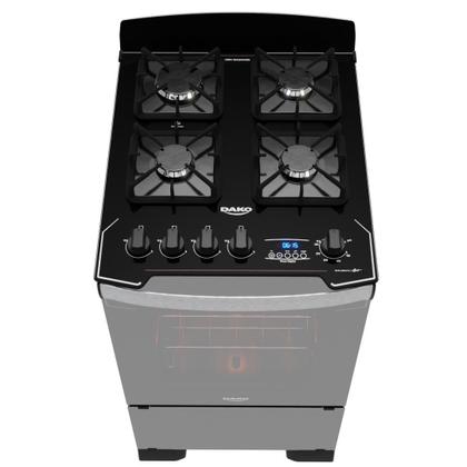 Imagem de Fogão 4 Bocas Preto com Frente em Vidro Espelhado e Timer Digital Dako Diplomata Glass Grill Style Bivolt