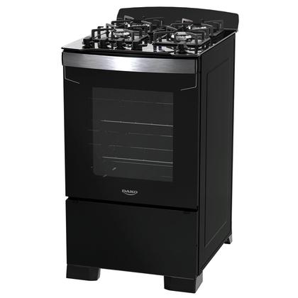 Imagem de Fogão 4 Bocas Preto com Frente em Vidro Preto e Timer Digital Dako Diplomata Grill Bivolt
