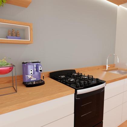 Imagem de Fogão 4 Bocas Preto com Frente em Vidro Preto e Timer Digital Dako Diplomata Grill Bivolt