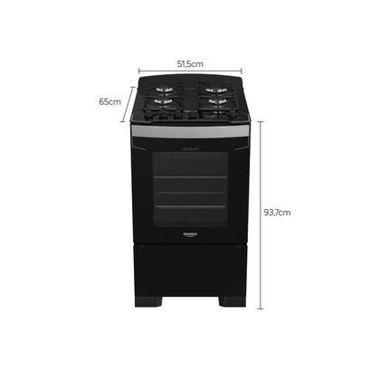 Imagem de Fogão 4 Bocas Preto com Frente em Vidro Preto e Timer Digital Dako Diplomata Grill Bivolt