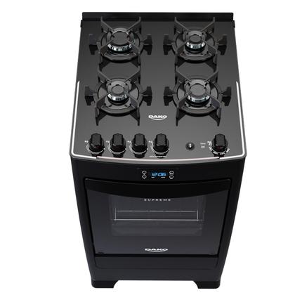 Fogão 4 Bocas Preto com Mesa de Vidro e Timer Digital Dako Supreme Black Glass Bivolt Imagem de Fogão 4 Bocas Preto com Mesa de Vidro e Timer Digital Dako Supreme Black Glass Bivolt