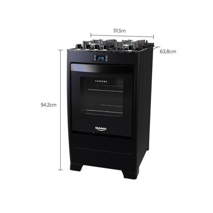 Fogão 4 Bocas Preto com Mesa de Vidro e Timer Digital Dako Supreme Black Glass Bivolt Imagem de Fogão 4 Bocas Preto com Mesa de Vidro e Timer Digital Dako Supreme Black Glass Bivolt