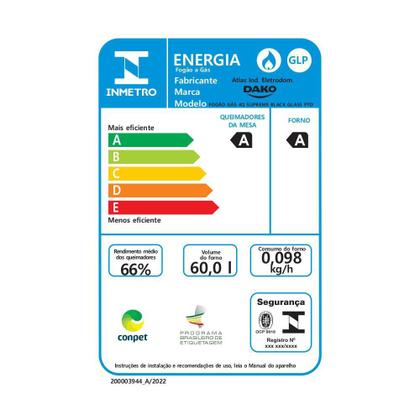 Fogão 4 Bocas Preto com Mesa de Vidro e Timer Digital Dako Supreme Black Glass Bivolt Imagem de Fogão 4 Bocas Preto com Mesa de Vidro e Timer Digital Dako Supreme Black Glass Bivolt
