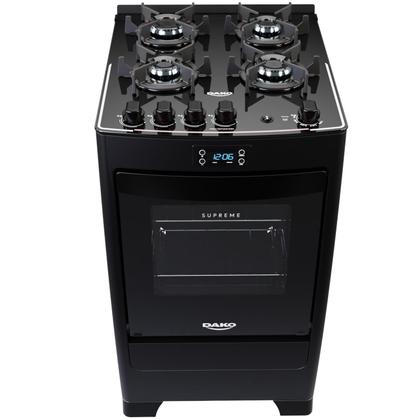 Fogão 4 Bocas Preto com Mesa de Vidro e Timer Digital Dako Supreme Black Glass Bivolt Imagem de Fogão 4 Bocas Preto com Mesa de Vidro e Timer Digital Dako Supreme Black Glass Bivolt
