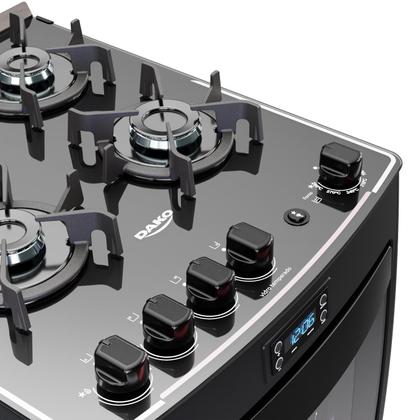 Fogão 4 Bocas Preto com Mesa de Vidro e Timer Digital Dako Supreme Black Glass Bivolt Imagem de Fogão 4 Bocas Preto com Mesa de Vidro e Timer Digital Dako Supreme Black Glass Bivolt