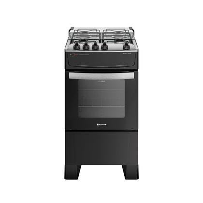 Imagem de Fogão 4 Bocas Preto com Mesa Inox Atlas Atenas Bivolt