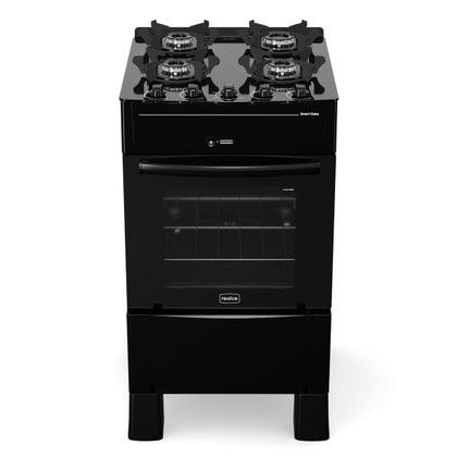 Imagem de Fogão 4 Bocas Preto Smart Glass com Forno 50 L em Vidro Temperado Realce