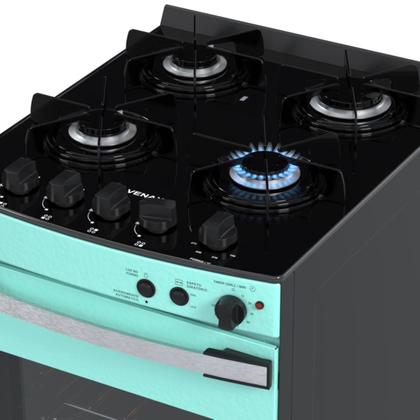 Imagem de Fogao 4 Bocas Venax Gaudi Vetro Vitreo Verde Gas Glp