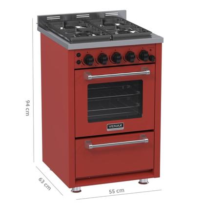 Imagem de Fogao 4 Bocas Venax Temis Vermelho Glp