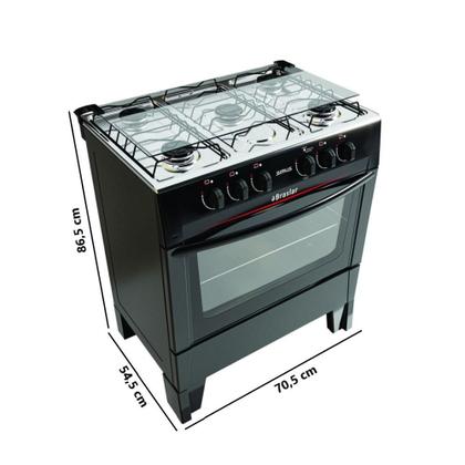 Imagem de Fogão 5 Bocas a Gás Braslar Sirius Plus com Acendimento Automático e Forno 72,2L Preto Bivolt