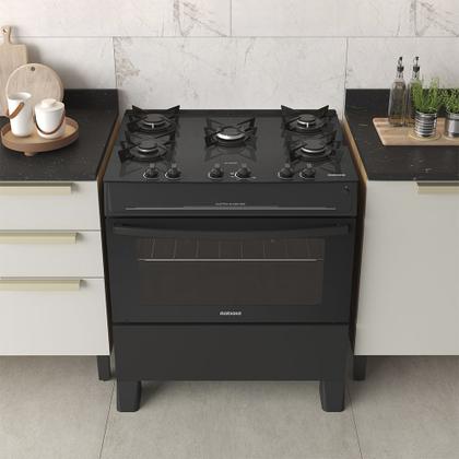 Imagem de Fogão 5 Bocas a Gás Itatiaia Electra Glass New Mesa de Vidro Acendimento Automático Preto Bivolt