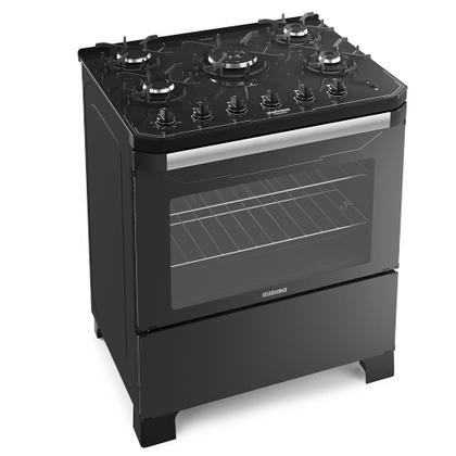 Imagem de Fogão 5 Bocas a Gás Itatiaia Itamaster com Mesa de Vidro e Queimador Tripla Chama Preto Bivolt
