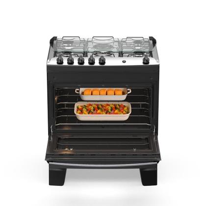 Imagem de Fogão 5 Bocas Atlas Agile Up Com Mesa De Inox A Gás Bivolt Preto
