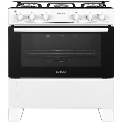 Imagem de Fogão 5 bocas Atlas Mônaco Plus Branco com Acendimento Automático e Mesa Inox