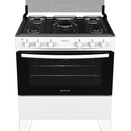Imagem de Fogão 5 bocas Atlas Mônaco Plus Branco com Acendimento Automático e Mesa Inox