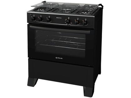 Imagem de Fogão 5 Bocas Atlas Mônaco Plus Preto com Mesa Inox - Bivolt