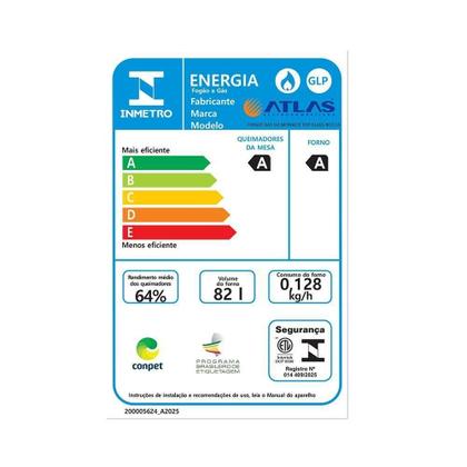 Imagem de Fogão 5 Bocas Atlas Mônaco Top Glass Mesa De Vidro Branco Bivolt