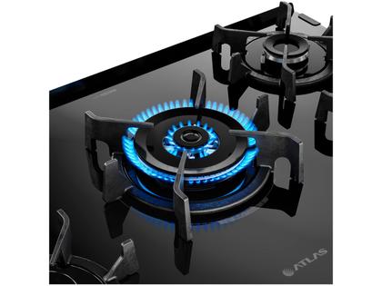 Fogão 5 Bocas Atlas Preto Mesa de Vidro Glass Agile UP Imagem de Fogão 5 Bocas Atlas Preto Mesa de Vidro Glass Agile UP