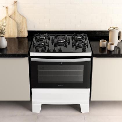 Imagem de Fogão 5 Bocas Branco Com Mesa De Vidro Atlas Agile Up Bivolt